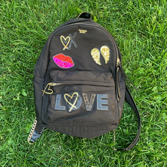 Victoria’s Secret backpack black with sequins LOVE - Picture 2 of 12